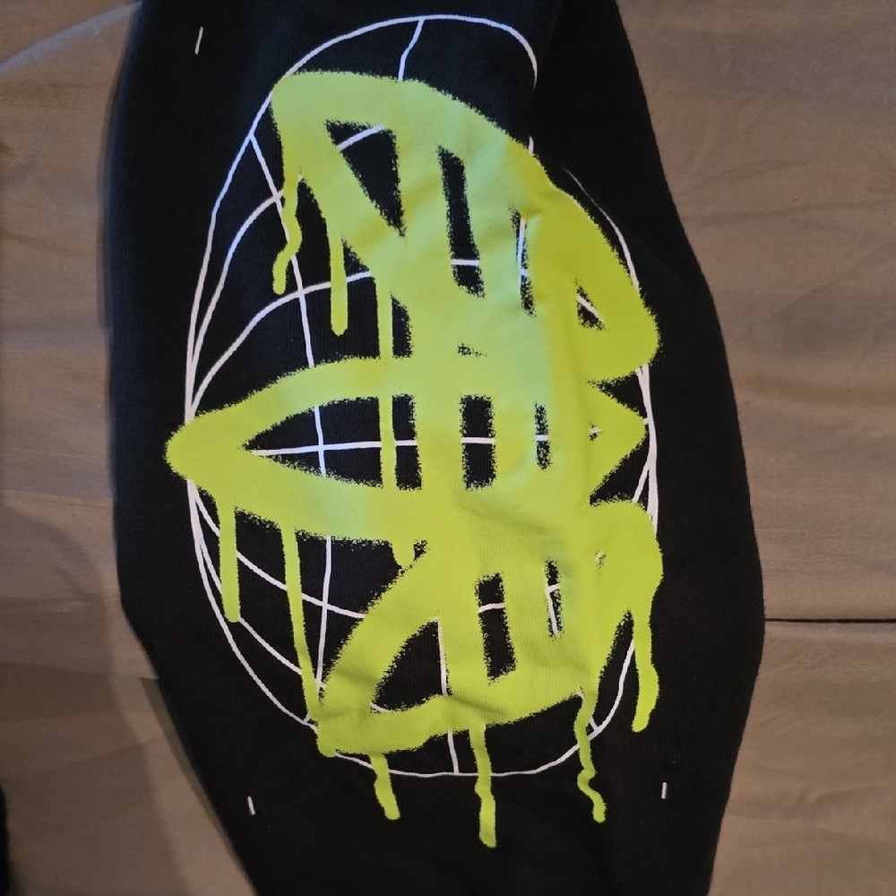 adidas Black Sweatpants with Neon Green Graphic - Picture 2 of 5